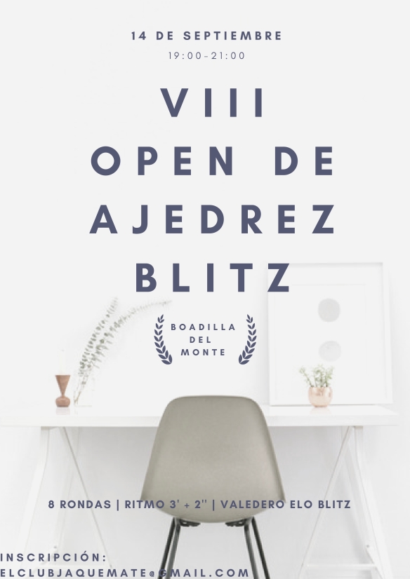 Cartel VIII Open de Ajedrez Blitz Club Jaque Mate